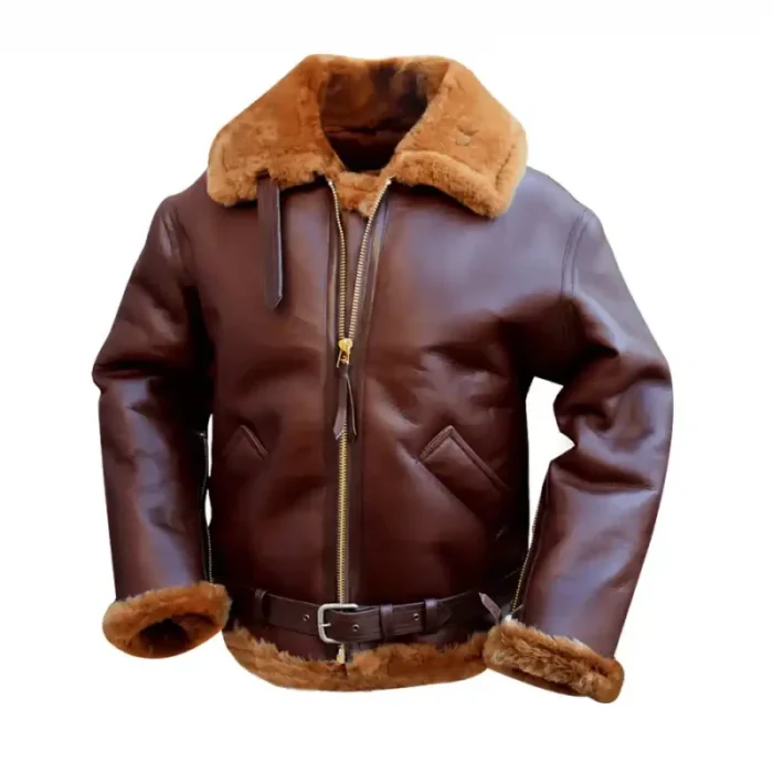 Mens-Brown-Shearling-Bomber-Leather-Jacket